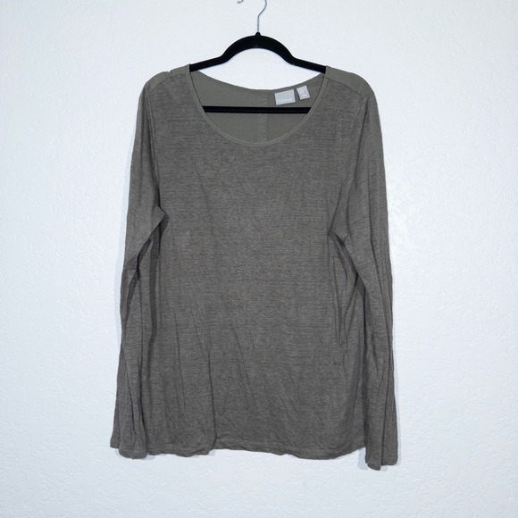 New Kenar Olive Green Linen Knit Long Sleeve Shirt Size XL - Picture 1 of 6
